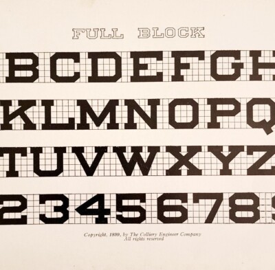 Full Block Font Example 1899 Victorian Craft Supply Art Drawing Ephemera DWKK19