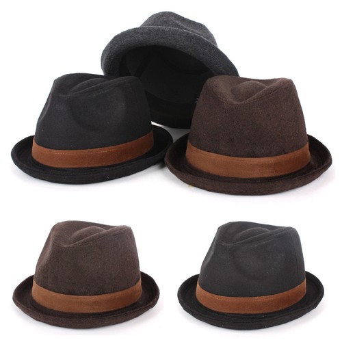 Niños Niños Niños Niñas Traje de Vestido Lana Lisa Fedora Trilby Bowler Sombreros de Hamburgo - Imagen 4 de 8