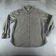 Carhartt Shirt Mens XL Button Up Green Canvas Pockets Casual Long Sleeve