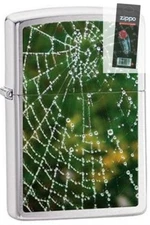 Zippo 28285 spider web with raindew brushed chrome Lighter + FLINT PACK