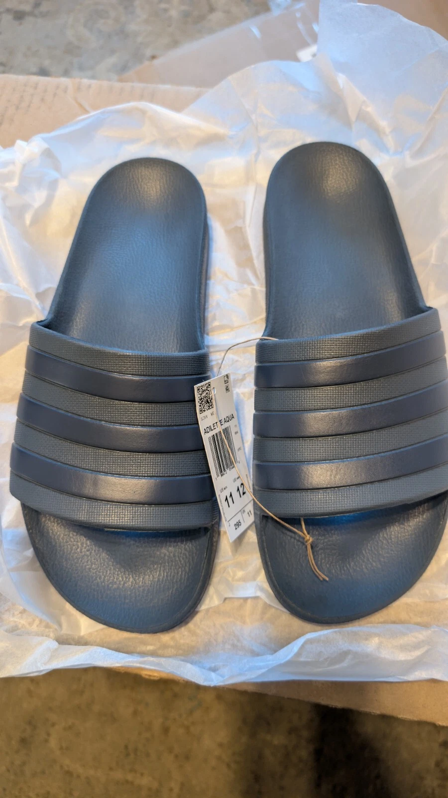 Adidas Adilette Aqua Slides Sandalo Navy Stripe US Uomo 11 Donna 12 Nuovo con scatola