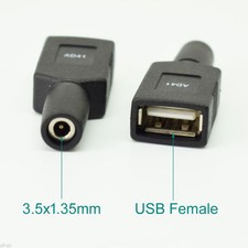 1pc DC Power 3.5x1.35mm Female Jack To USB 2.0 Female Jack Adapter Connector
