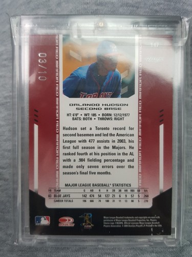 04 ORLANDO HUDSON LEAF CERTIFIED MIRROR RED MARBLE SP INSERT AUTO AUTOGRAPH 3/10 - Picture 2 of 2