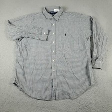 Ralph Lauren Shirt Mens 17.5 Blue Gray Plaid Pony Dress Button Up Long Sleeve 