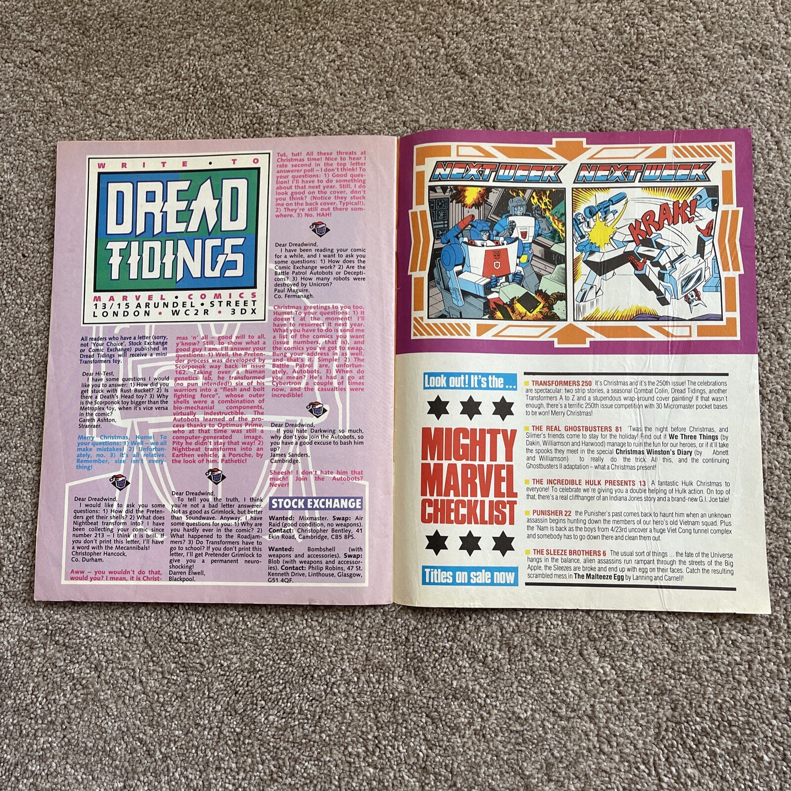 TRANSFORMERS G1 BRITISH WEEKLY 250 MARVEL UK COMIC 1989 eBay