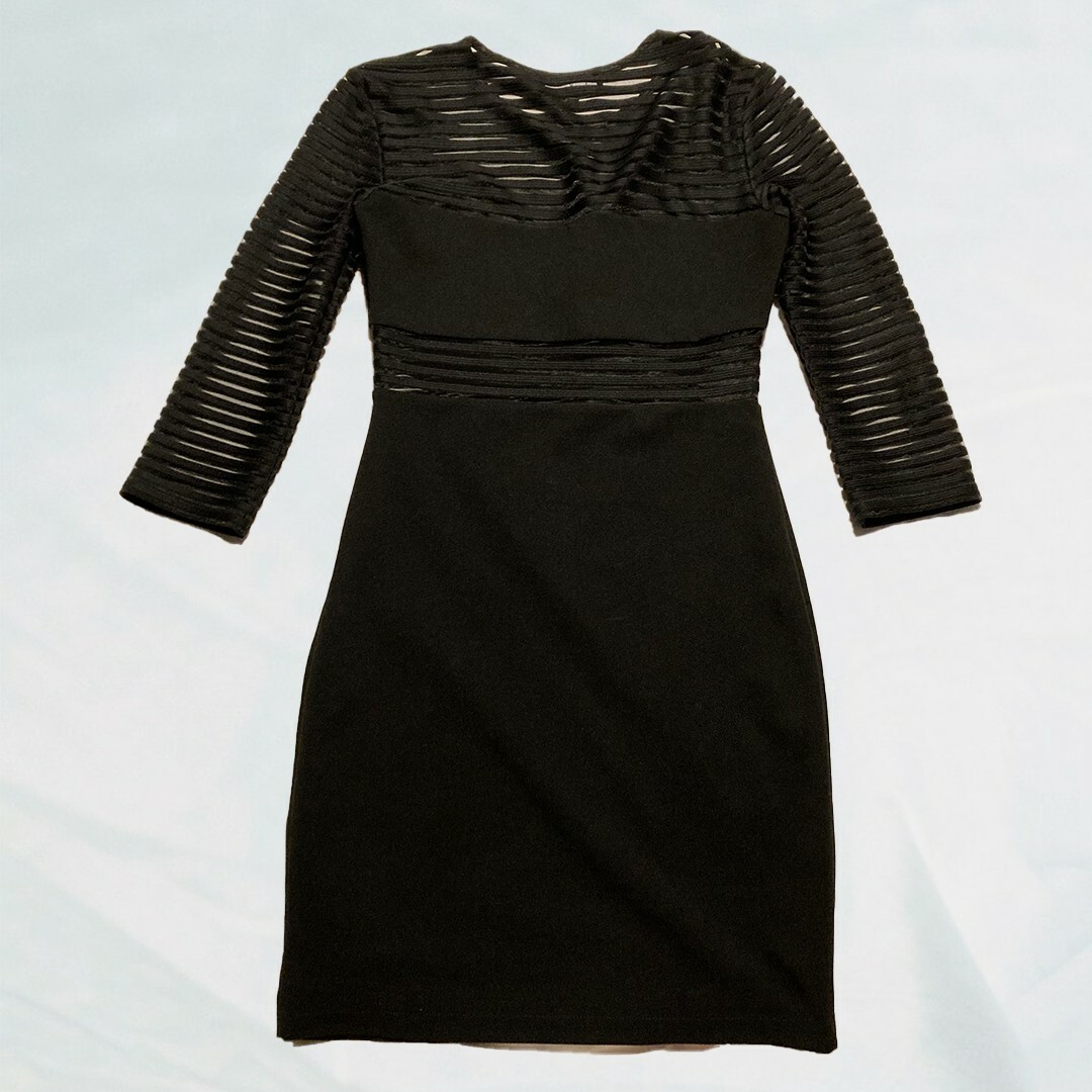 knee length dresses for ladies Lydia Long Sleeve Mesh Mini Party Dress -PromGirl Black / XSmall