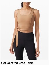 Lululemon Get Centred Crop Tie Tank, Nulu, Beech Wood, sz 4