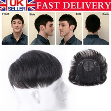 Men's Topper Toupee Clip Hairpiece Top Wigs Black Human Hair Short Male Wig New