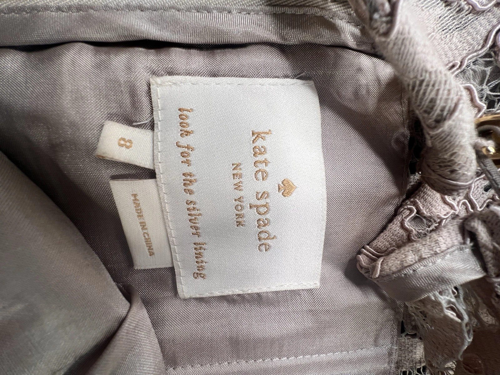 Abito Kate Spade pizzo floreale linea A donna taglia 8 beige panna cocktail