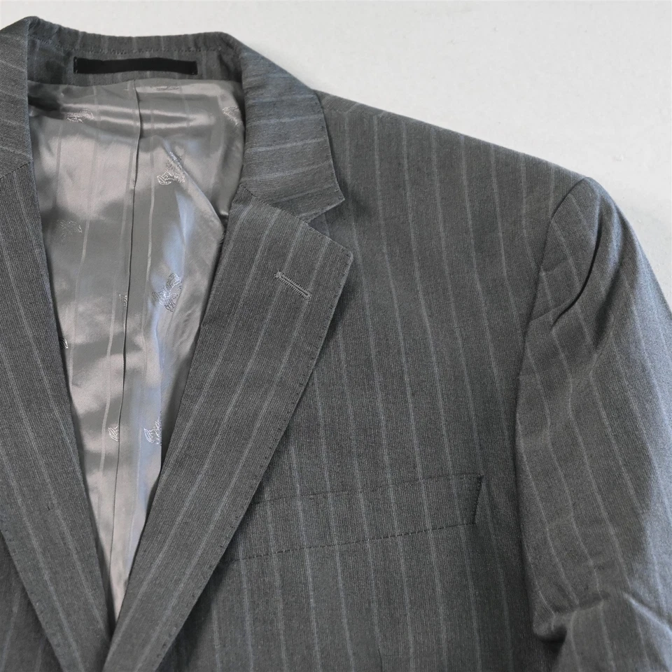 Versace 44R Gray Striped Wool Mens Blazer Suit Jacket Sport Coat - Image 2 of 4