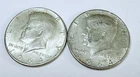 1964 KENNEDY SILVER HALF DOLLAR LOT OF 2 - 90% SILVER - FREE SHIPPING #8476