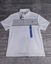 Adidas Shirt Men's Large White Floral Chest Print Golf Polo