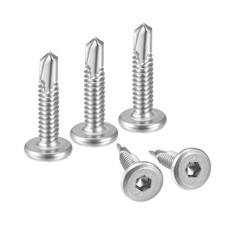 100pcs Hex Socket Self Tapping Screws 10 x 1" 410 Stainless Steel Sheet Silver