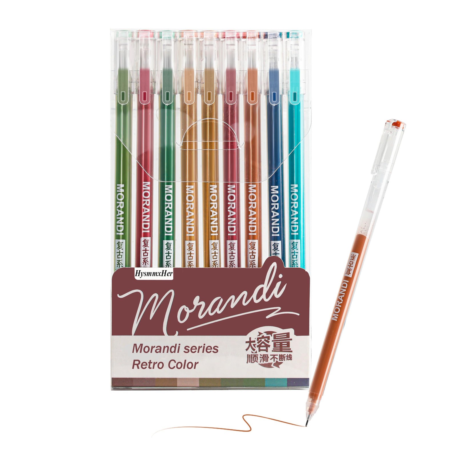 9 Colored Pens Set, 0.5mm Fine Point for Black & White , Pen