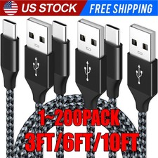 Braided Usb C Type-c Fast Charging Data Sync Charger Cable Cord 3/6/10ft Lot