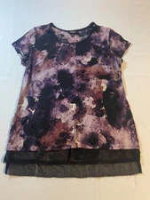 Simply Vera Vera Wang Abstract Print Tunic Top Womens Medium Purple Blouse Top