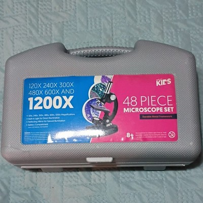 KIDS 48 Piece Microscope Set 1200X Ages 8+ Durable Metal Framework Never Used