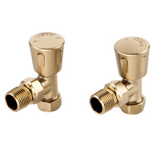 Angled Round Manual Radiator Valve 15mm x 1/2" BSP – Brushed Brass – New