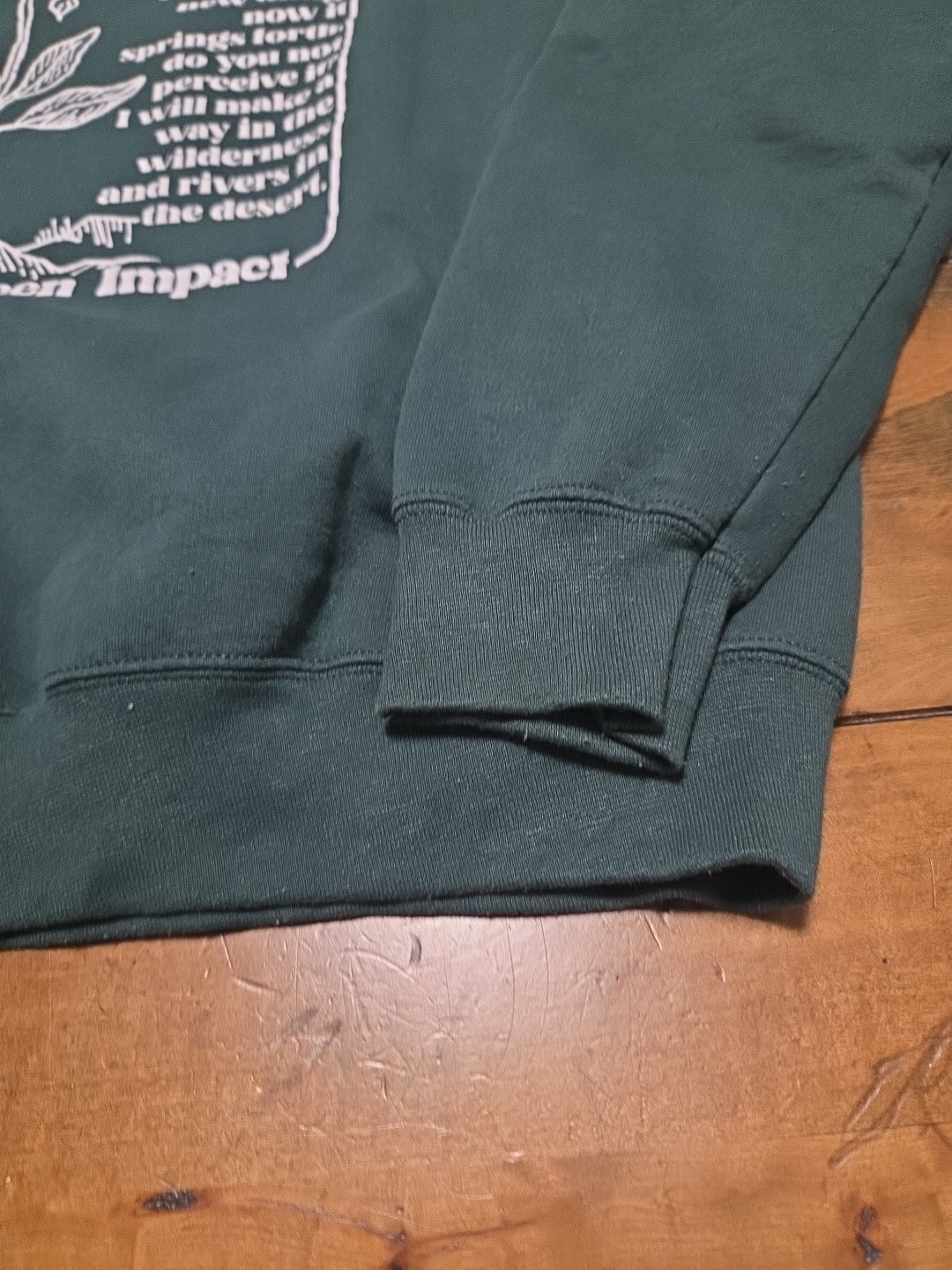 Streetwear Forest Green Religious  Graphic Sweatshirt Mens Medium Gorpcore Indie image 5
