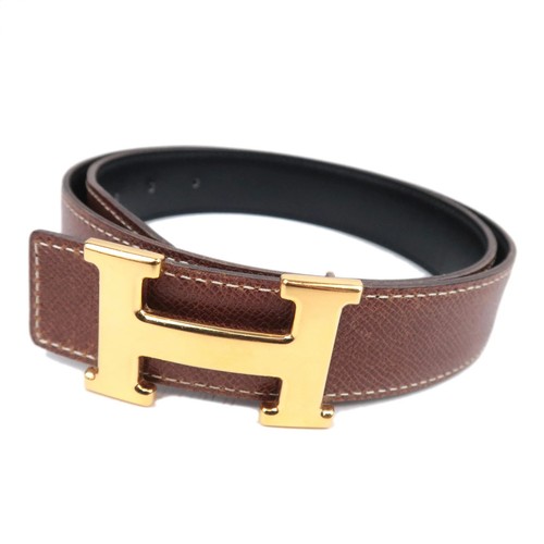 HERMES Constance H Reversible Leather Belt Size 80 □E Stamped (2001) Black...