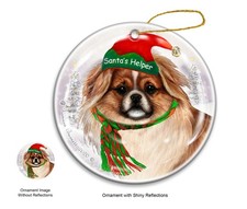 Tibetan Spaniel Santa Ornament