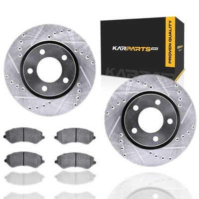 For Chrysler Voyager 2001-2003 Rotor Set | Drilled and Slotted | With Brake Pads