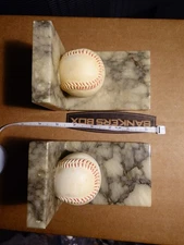 Genuine Alabaster Book Ends Pair Hand Carved Made In Italy With Baseballs