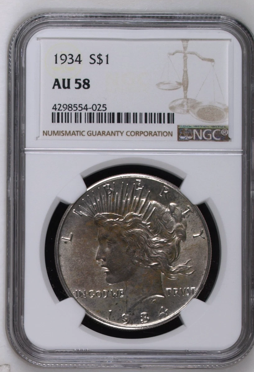 AU 58 Graded 1934 Year Peace Dollars (1921-1935) for sale | eBay AU 58 Graded 1934 Year Peace Dollars (1921-1935) for sale | eBay
