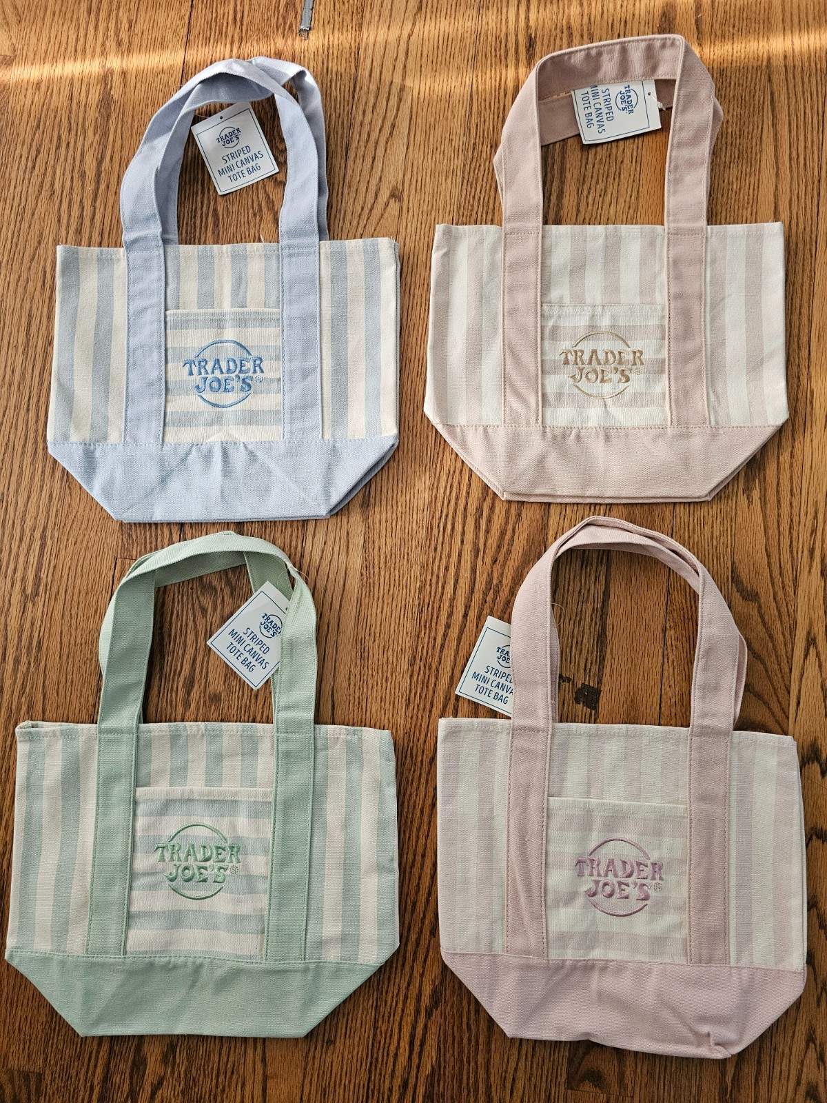 Trader Joes Mini Pastel Canvas Tote Bag (Limited edition) Priced Per Bag [NWT]