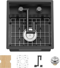 Stylish Compact Black Stainless Steel RV Kitchen  Bar Sink with Accessories