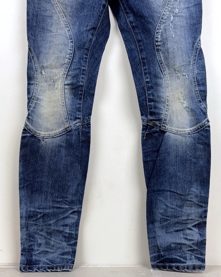 Pantalones de mezclilla Faith Connexion para hombre y mujer motociclista con cremallera 28x28 índigo desgastados nuevos con etiquetas Foto 3 de 4