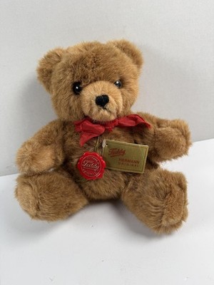 Vintage Teddy Hermann Original West Germany Bear Plush 11'' Brown Bow Tag