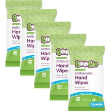 Boogie Antibacterial Hand Wipes by Boogie, 20 Count Pack of 5 , Colorless