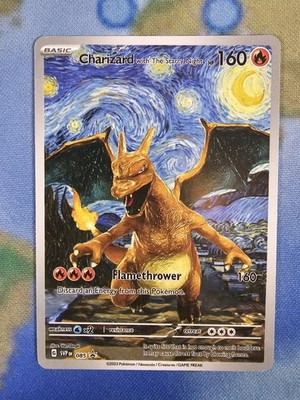 Pokemon Charizard Starry Night Van Gogh Black Star Trading Card Fan Art