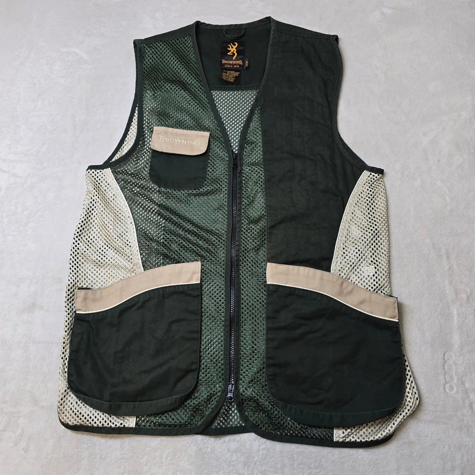 Browning Shooting Vest Mens Medium Green Mesh Upland Hunting Clay Skeet Trap - Image 2 of 4