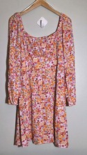Old Navy Summer Dress L Tall Floral Smocked Back Long Sleeve Off the Shoulder
