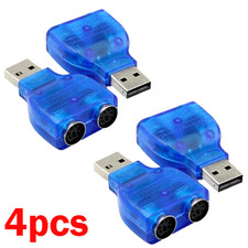 4pcs for Mouse Keyboard USB A Male to for Dual PS/2 Female Connector Adapter USA