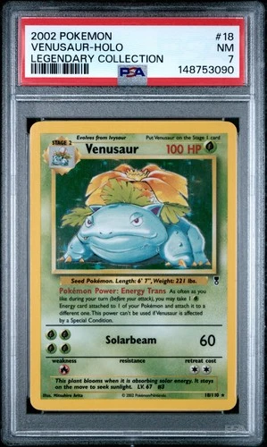 PSA 7 2026 CERT VENUSAUR-HOLO 2002 POKEMON LEGENDARY COLLECTION #18