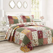 Country Vintage Farmhouse Multi-Color Floral Paisley Patchwork King Cotton Quilt