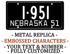 Nebraska 1951 METAL EMBOSSED License Plate Personalized Custom Car Auto REPLICA