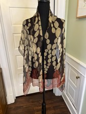 Georgina von Etzdorf Silk Chiffon Abstract Patterned Scarf 13" x 65"