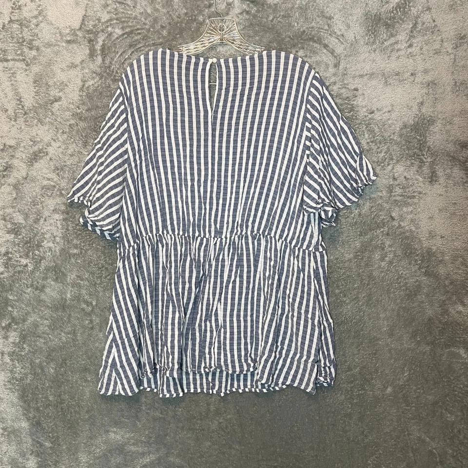 Blusa Babydoll Lane Bryant Feminina Náutica Listrada Costeira Manga Esvoaçante 18 Plus - Imagem 2 de 4