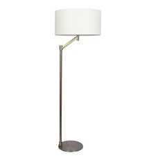 Brushed Nickel Floor Lamp with Rotary Switch Metal Base White Linen Shade