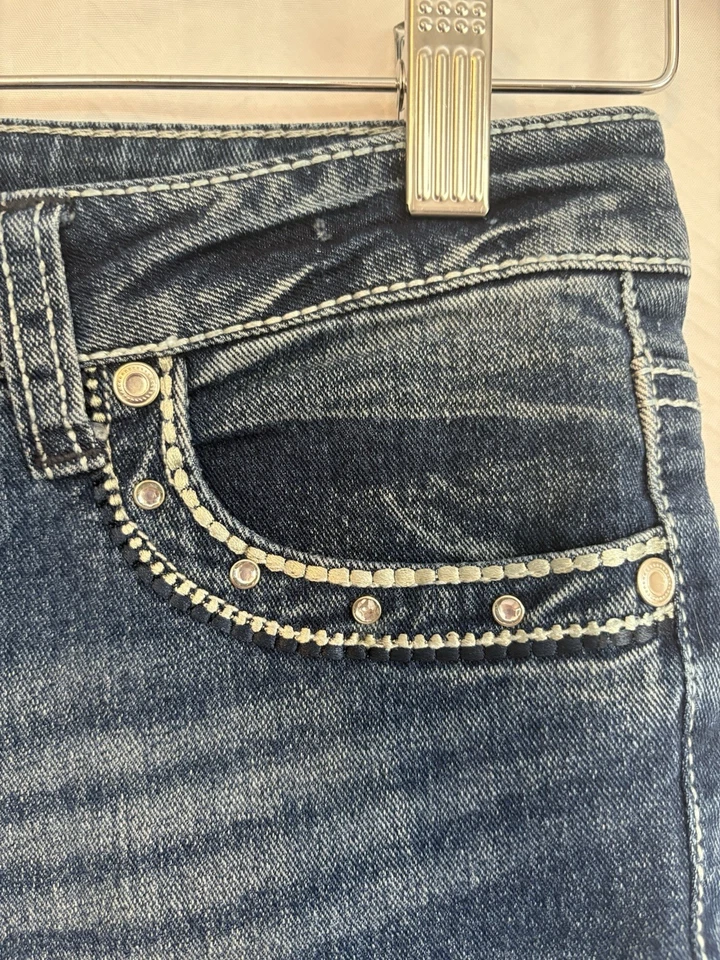 Pantalones de mezclilla elásticos Almost Famous Too lentejuelas estrás talla 14 niñas Foto 4 de 4