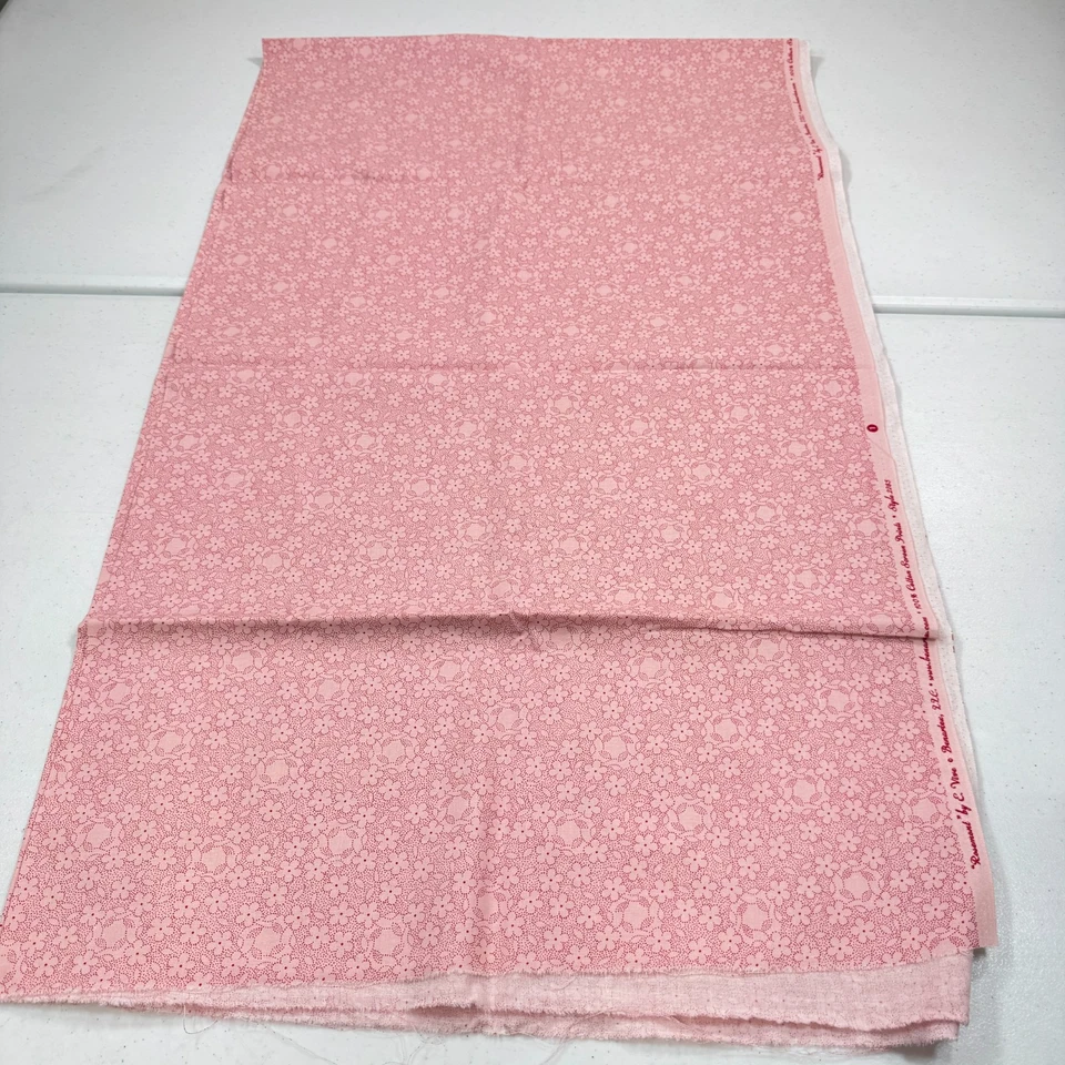 vintage benartex quilting fabric pink floral rosemont cotton 42x72 2 yard - Image 2 of 4