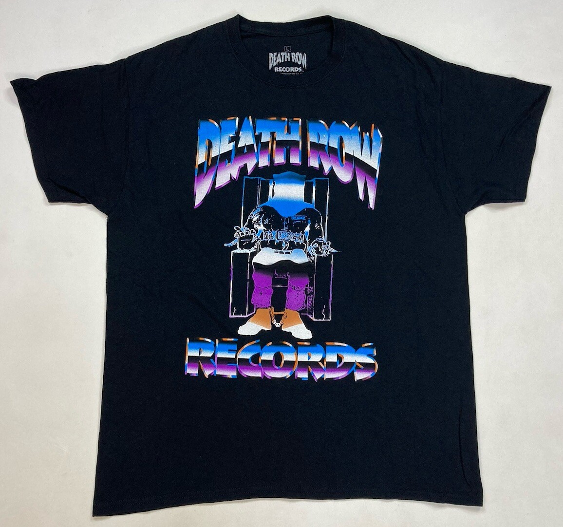 FILA T shirt grafica Death Row Records uomo grande nera manica corta musica