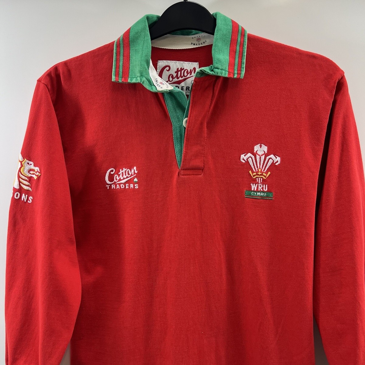 Cotton Traders VTG Wales 1991-93 ラガーシャツ Wales L/S Home Rugby Shirt 1992/93 Adults Small Cotton