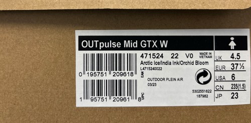 Wmns Salomon OutPulse Mid GTX WATERPROOF Arctic Ice India Ink Orchid Hiking Boot - Picture 10 of 15