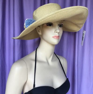 CALVIN KLEIN Wide Brim Floppy Sun Hat with Pom-Pom | eBay display picture 2