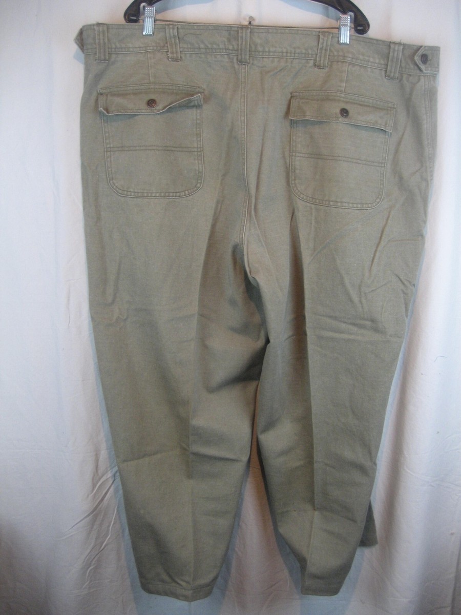 Mens Zeppelin Olive Flat Front Cotton Canvas Casual Pants sz
